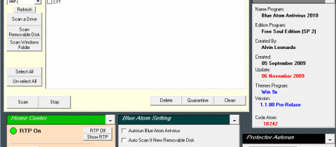 Blue Atom Antivirus 4.0 Build 278 Beta 2 software screenshot