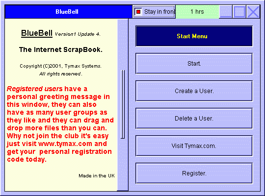 BlueBell - Internet Scrapbook. 1U5 software screenshot