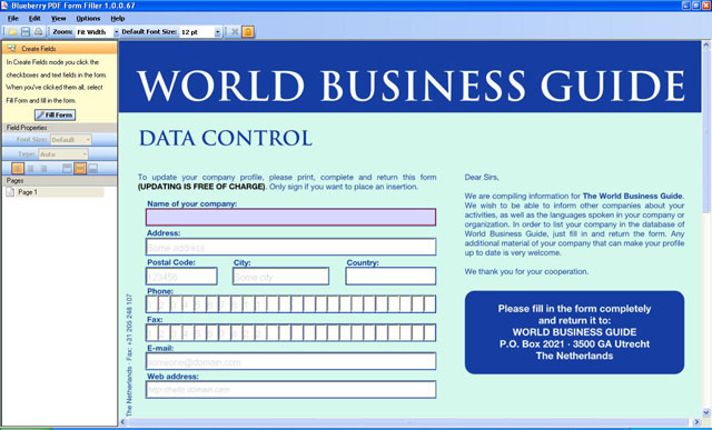 Blueberry PDF Form Filler 2.0.55 software screenshot