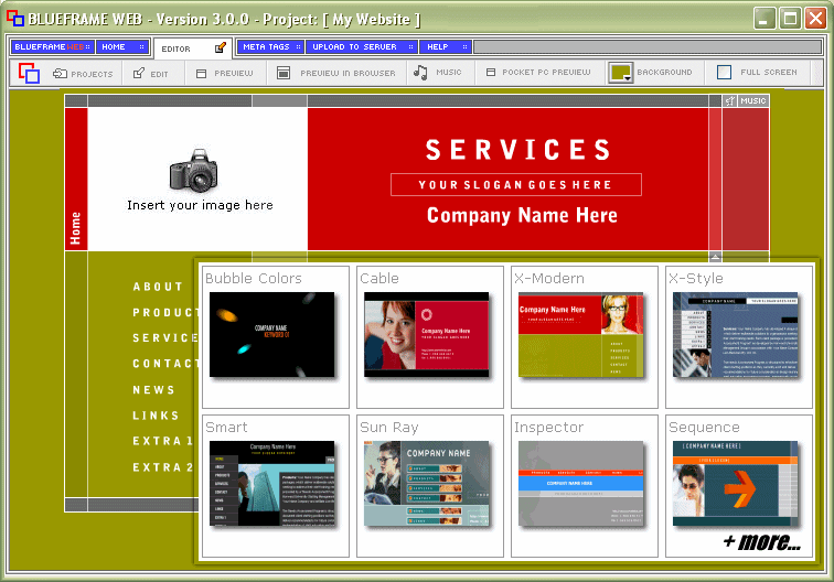 Blueframe Pack 3.0 software screenshot