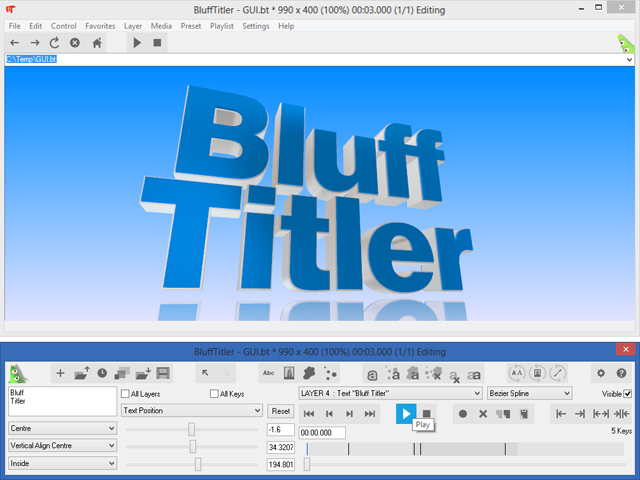 BluffTitler Portable 13.3.0.1 software screenshot