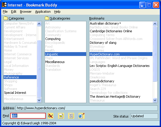 Bookmark Buddy Unicode Edition 3.7.4U software screenshot