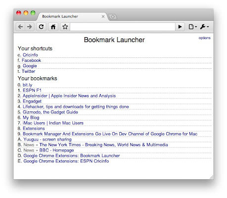 Bookmark Launcher 0.6.5 software screenshot