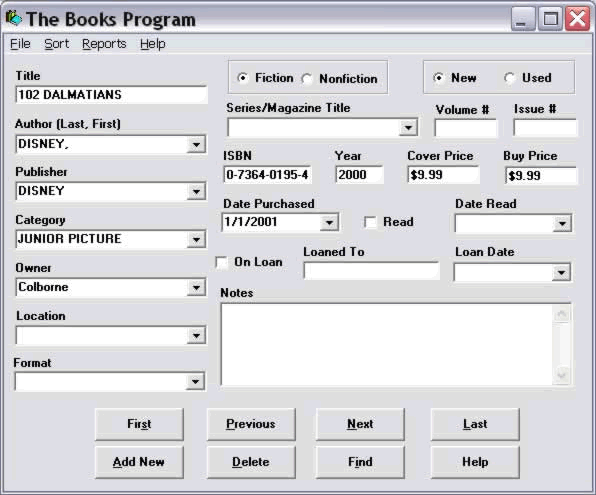 Books Program 2.3 software screenshot