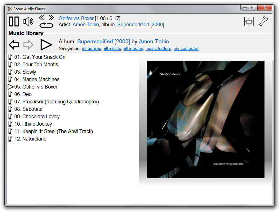 Boom Audio Player 1.0.21 software screenshot