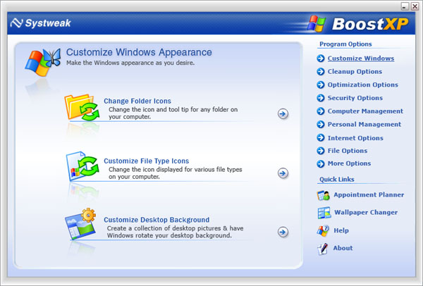 Boost XP 2.1 software screenshot