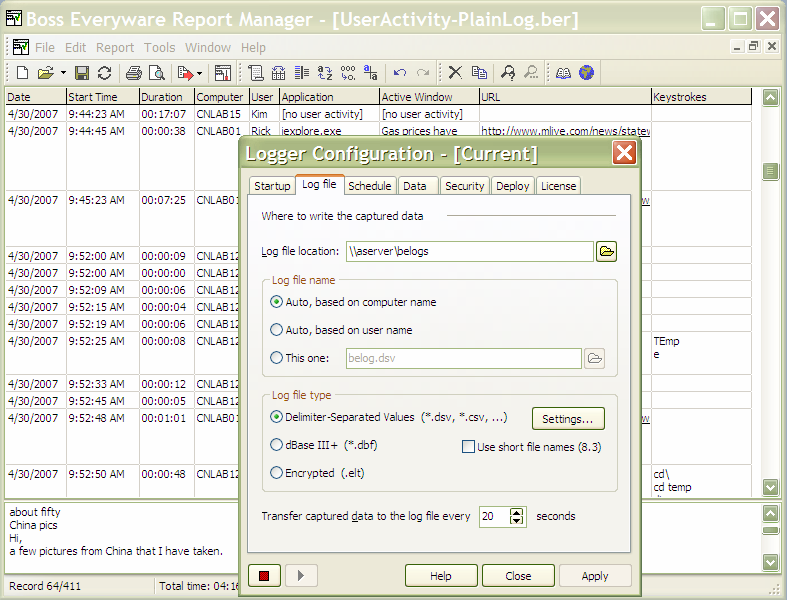 Boss Everyware 3.0 software screenshot