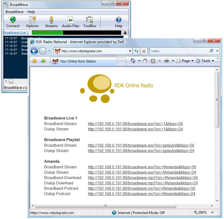 BroadWave Streaming Audio Server 1.20 software screenshot