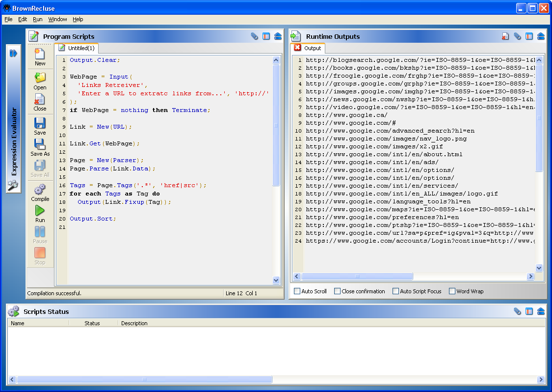 BrownRecluse 1.62 software screenshot