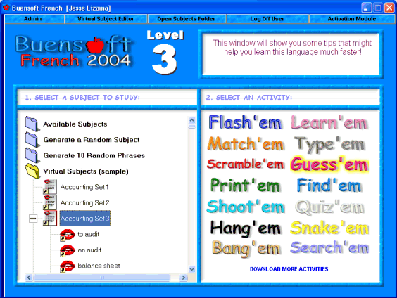 Buensoft French 2004 software screenshot