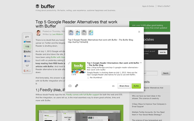 Buffer for Chrome 2.3.30 software screenshot