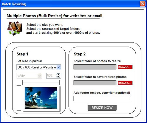Bulk Photo Resizer 2.0 software screenshot