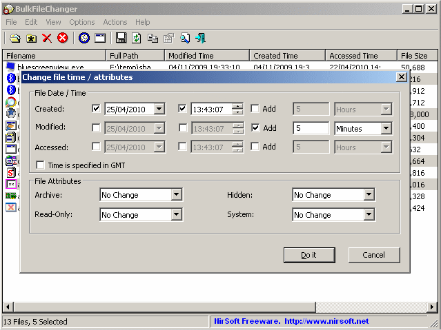 BulkFileChanger 1.40 software screenshot