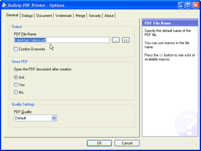 BullZip PDF Printer 11.1.2600 software screenshot
