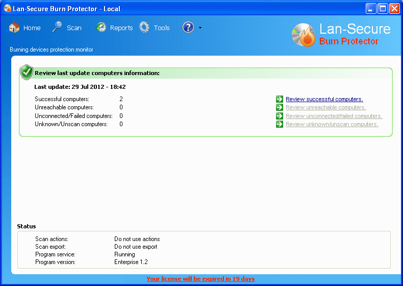 Burn Protector Enterprise 1.9 software screenshot