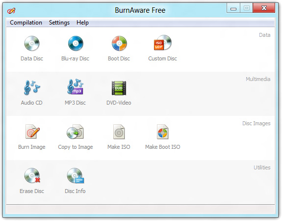 BurnAware Free 10 software screenshot