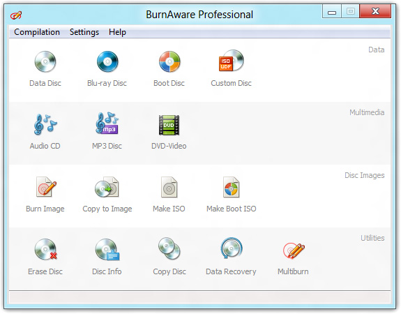 BurnAware Professional 10 software screenshot