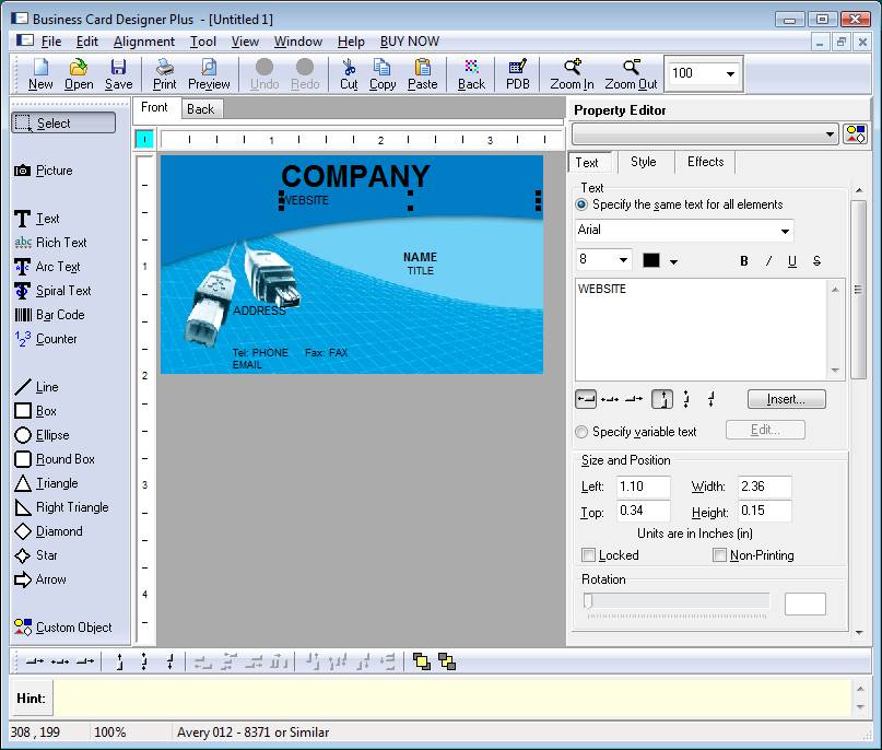 Business Card Designer Plus 12.0.3.0 software screenshot