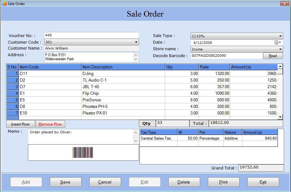 Business Invoice Software 3.0.1.5 software screenshot
