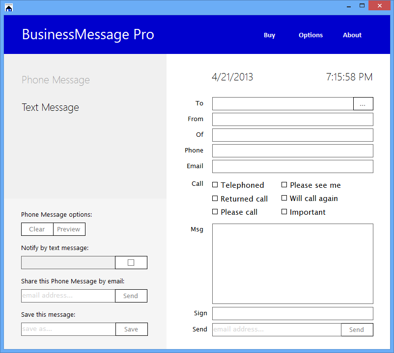 BusinessMessage Pro 1.3 software screenshot