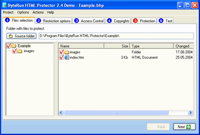 ByteRun HTML Protector 2.4 software screenshot