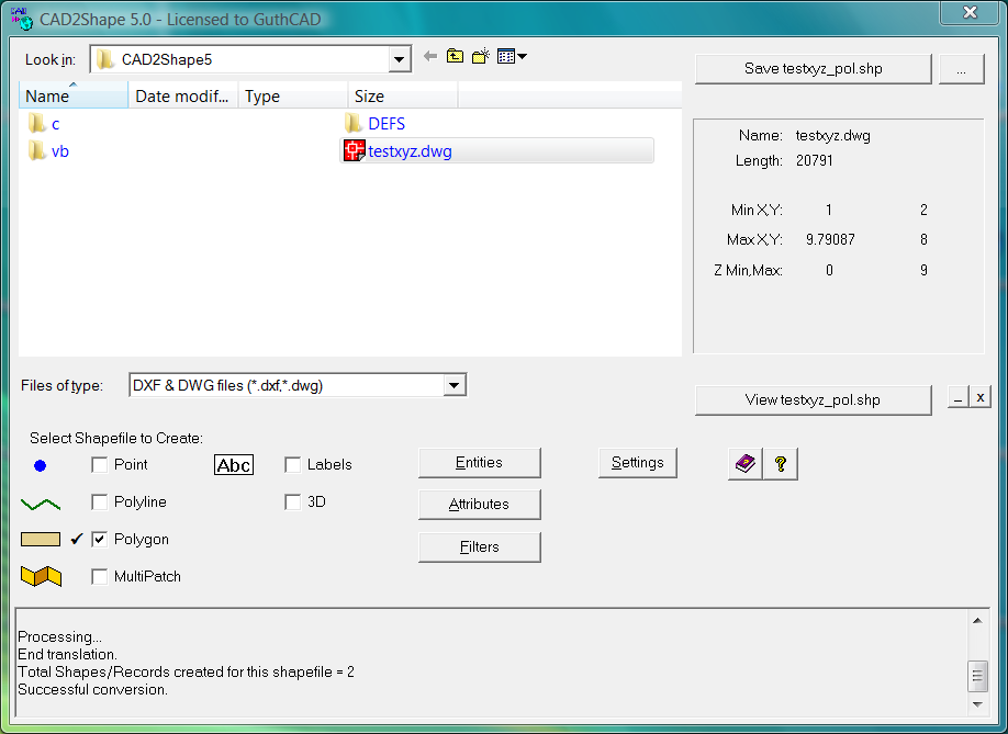 CAD2Shape 6.0 A.28 software screenshot