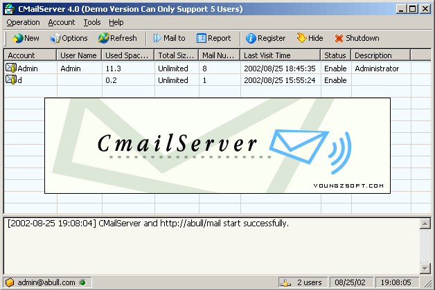 CC Mail Server 5.4.2 software screenshot