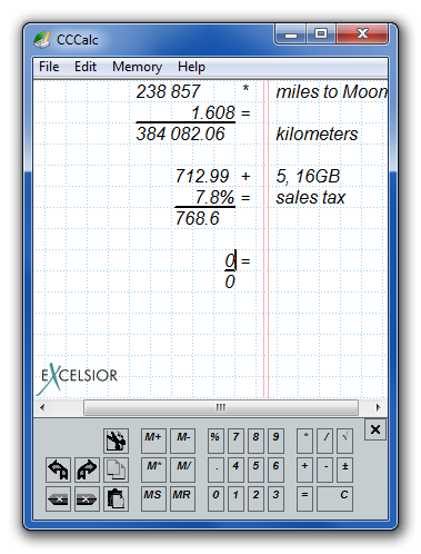 CCCalc 2.4 software screenshot
