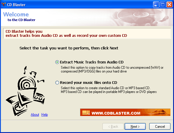 CD Blaster 1.8 software screenshot
