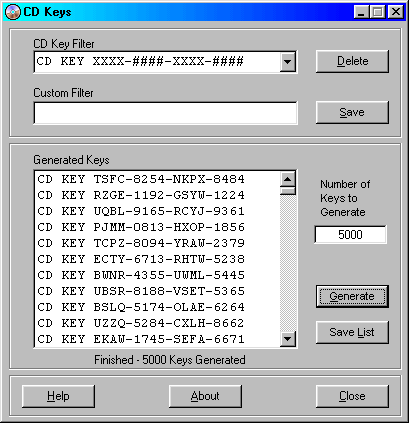 CD Keys 1.0 software screenshot