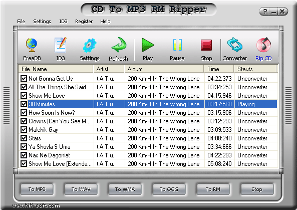 CD To MP3 RM Ripper 3.00.03 software screenshot