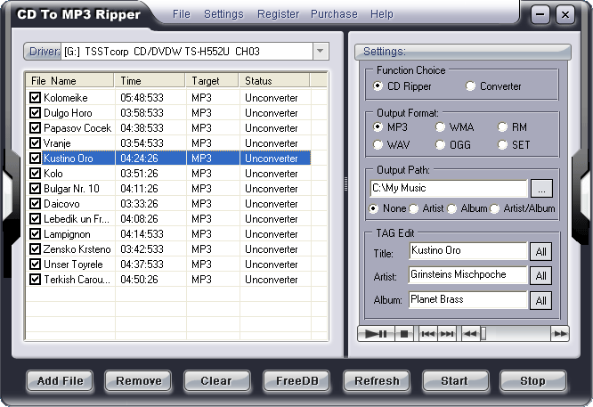 CD To MP3 Ripper 2.00.1 software screenshot