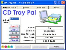 CD Tray Pal 1.0.56 software screenshot