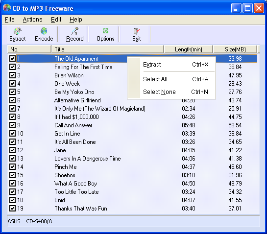 CD to MP3 Freeware 4.0 software screenshot