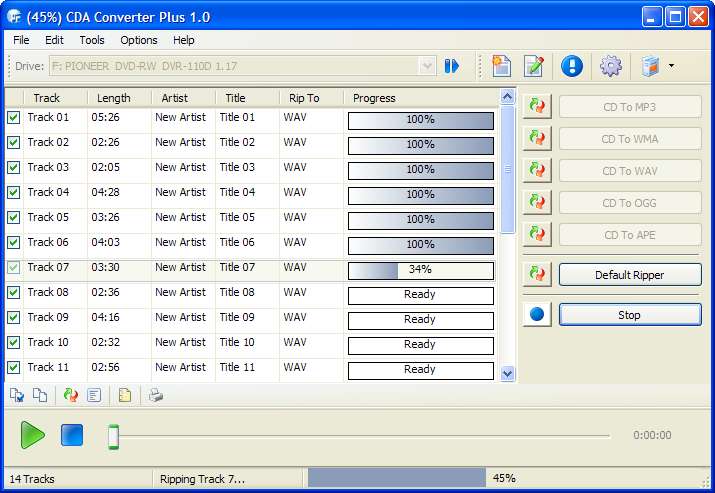 CDA Converter Plus 1.0 software screenshot