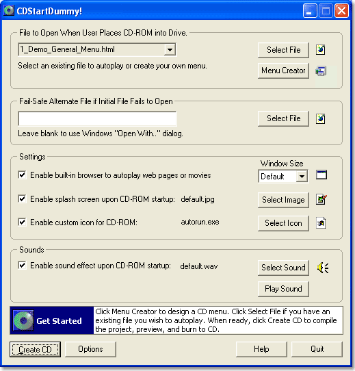 CDStartDummy! 2.6 software screenshot