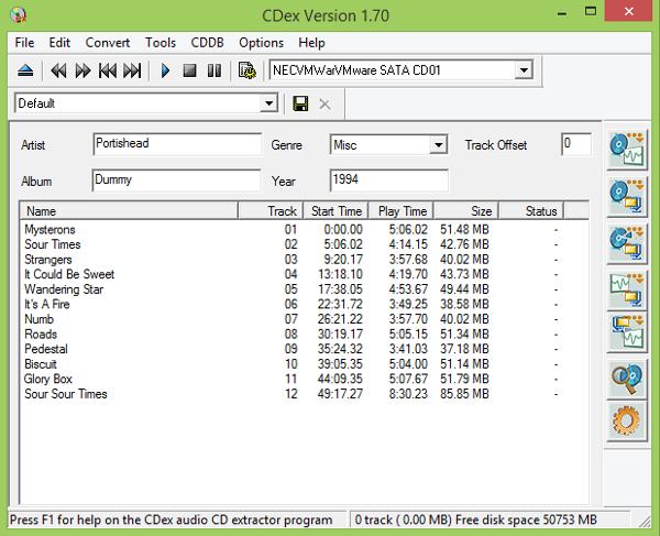 CDex 1.85 software screenshot
