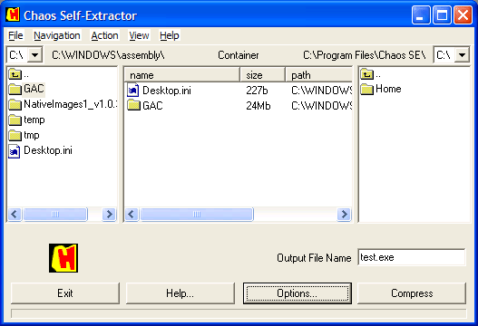 CHAOS Self Extractor 3.85 software screenshot