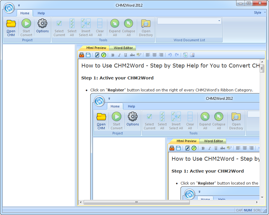 CHM2Word 2012 6.0.0421 software screenshot