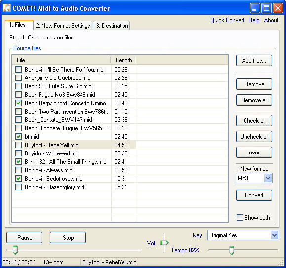 COMET! Midi to Audio Converter 1.3 software screenshot