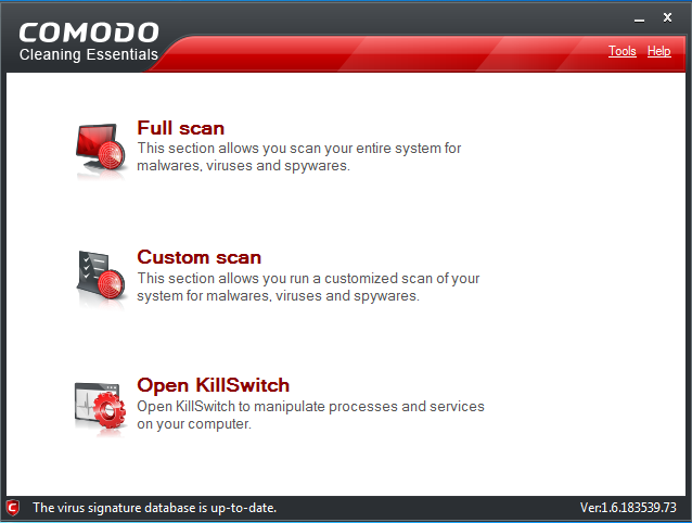 COMODO Cleaning Essentials 10.0.0.6111 software screenshot