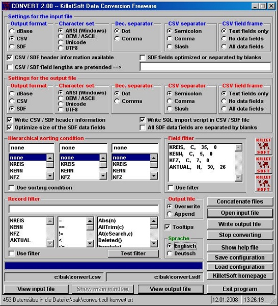 CONVERT (English) 3.21 software screenshot