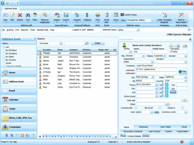 CRM-Express Free Edition 2013.3.7 software screenshot