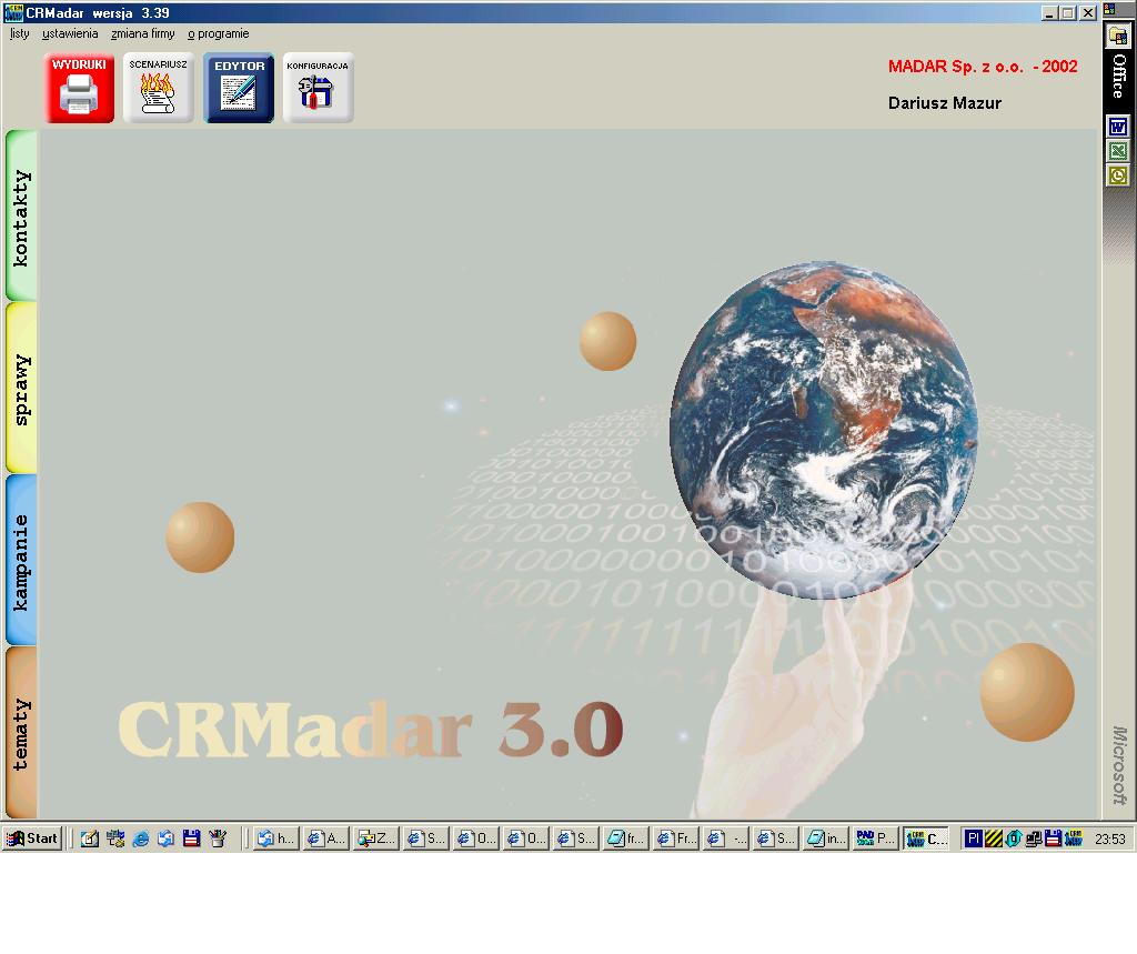 CRMadar 3.627 software screenshot