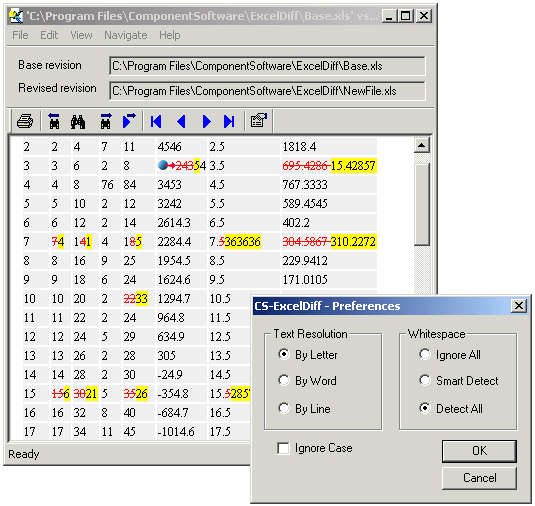 CS-ExcelDiff 2.1 software screenshot