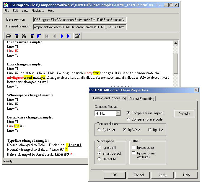 CSHTMLDiff Control 2.1.98 software screenshot