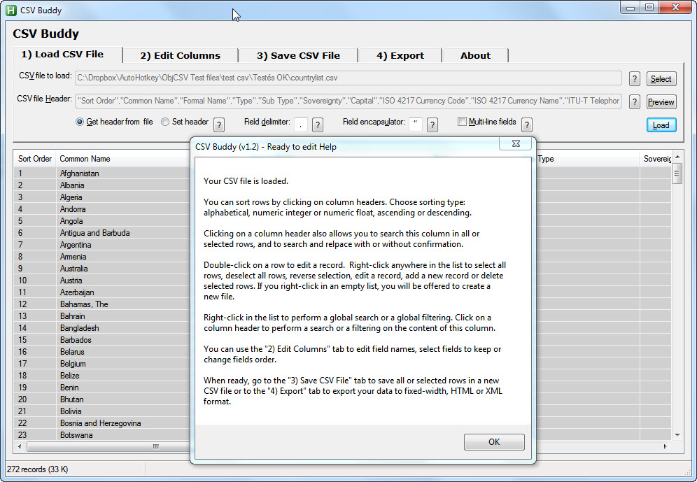 CSV Buddy 2.0 software screenshot