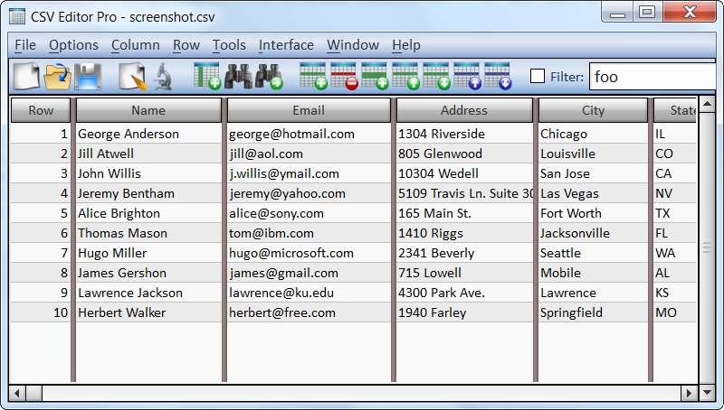 CSV Editor Pro 10.0 software screenshot