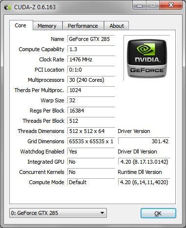 CUDA-Z 0.9.231 software screenshot