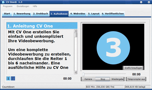 CVOne 1.4.3 software screenshot